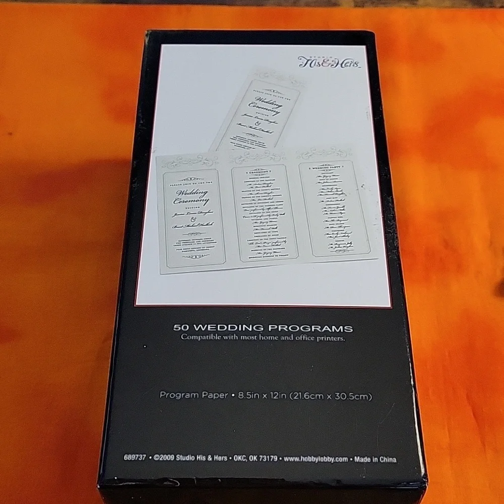 Studio His & Hers 50 Wedding Programs New White Embossed